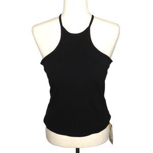 OGL Black Soft Stretch Cotton Blend Racerback Padded Shelf Bra Brami Tank LARGE